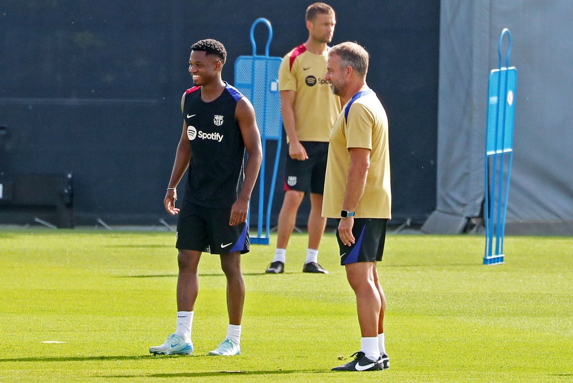 Ansu Fati in training with Hansi Flick during pre-season (Image - Getty)